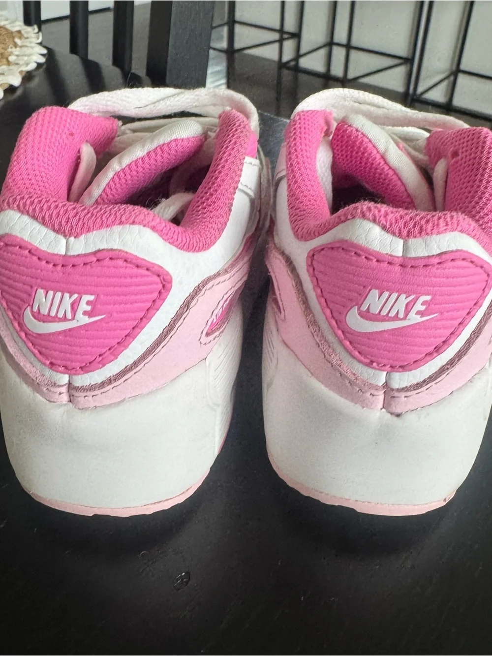 Nike Kids White and Pink Air-Style Sneakers